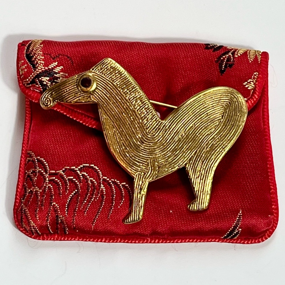 Vintage Riveiro Signed Pin Brooch Animal Llama Alpaca Horse Modernist Enamel - Picture 6 of 9